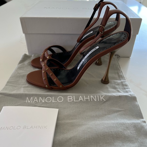Manolo Blahnik Shoes - Manolo Blahnik Basileia Studded Leather Sandals 37